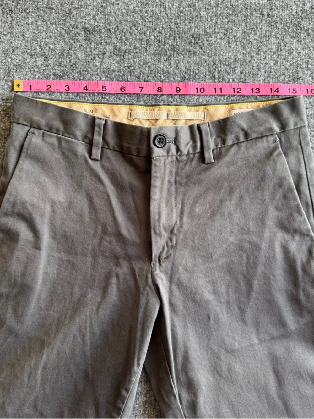 Banana Republic Men's Stone Wash Gray Casual Chino Pants 30x32